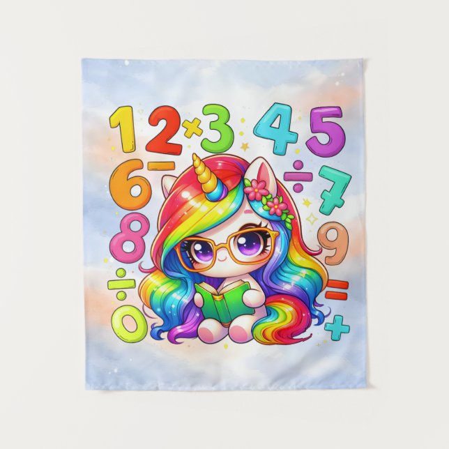 Tapiz Póster de Números de Unicornio de Matemáticas Lind (Anverso)