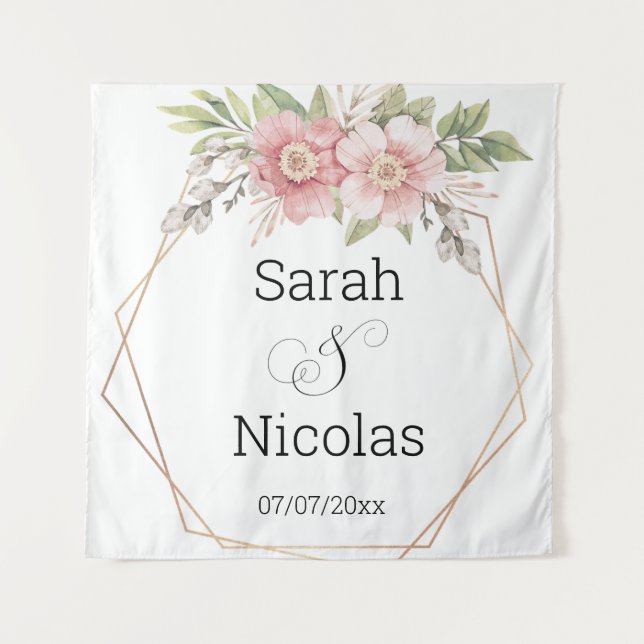 Tapiz Poster de pared de ducha de boda personalizado (Anverso)