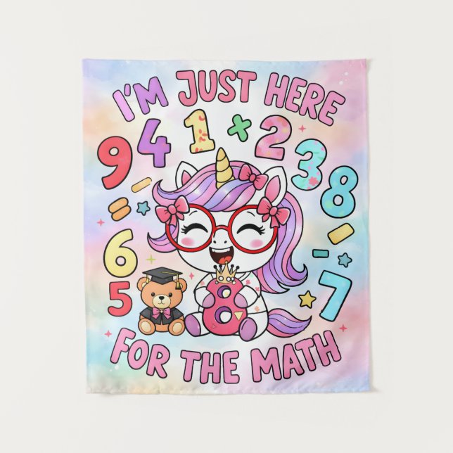 Tapiz Póster de unicornio lindo de matemáticas (Anverso)