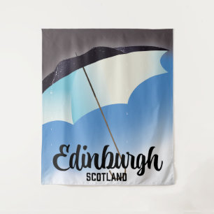 Tapiz Póster de viaje de paraguas de Edimburgo Escocia
