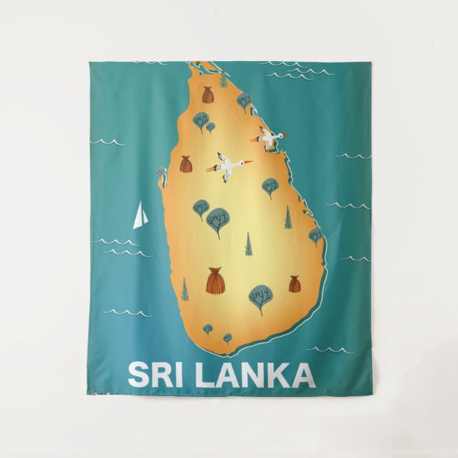 Tapiz Póster de viaje mapa de Sri Lanka Folleto (Anverso)