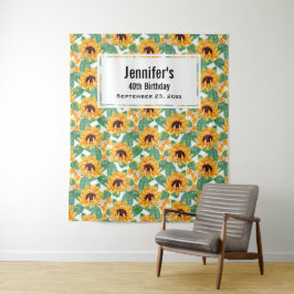 Tapiz Preciosos girasoles amarillos y patrón verde de cu