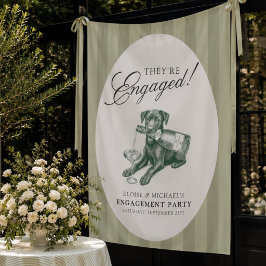 Tapiz Preppy Sage Green Stripe Labrador Engagement Party