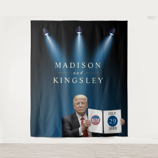 Tapiz Presidente Trump 🎉 Costumbre Patriótica de Boda (Anverso)