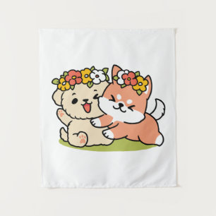 Tapiz Primavera en la atención - Adorable Ilustracion de