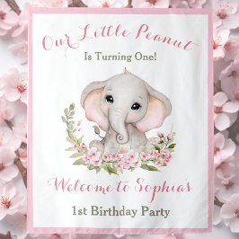 Tapiz Primer Chica de cumpleaños Elefante Señal de Bienv