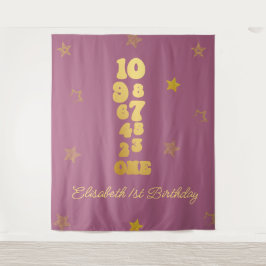 Tapiz Primer cumpleaños de la cuenta regresiva de Año Nu