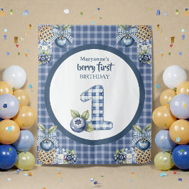 Tapiz Primer Cumpleaños de Niño con Arándanos