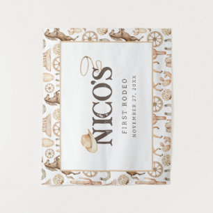 Tapiz Primer cumpleaños de Rodeo Neutral Southern Cowboy