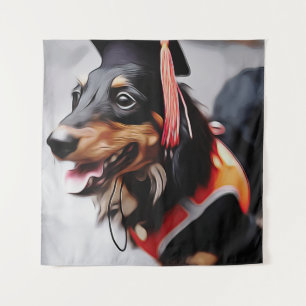 Tapiz Primer plano del perro dachshund con sombrero de g
