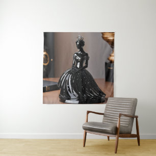 Tapiz Princesa de cristal de cristal con vestido negro
