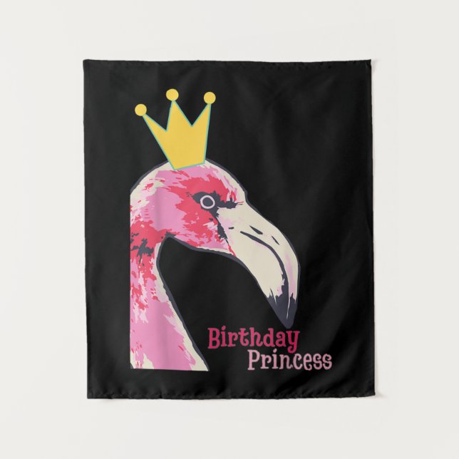 Tapiz Princesa de Cumpleaños Niña Flamenco | Lindo Flame (Anverso)