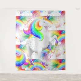 Tapiz Princesa de unicornio arcoiris personalizada