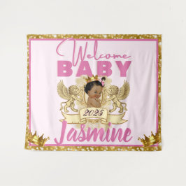 Tapiz Princesa Real Africana Rosa|Fondo con Brillo Dorad