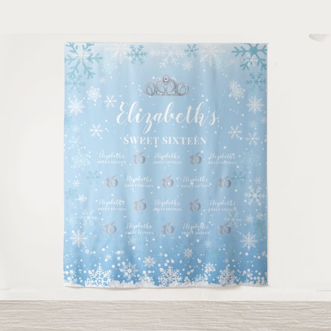 Tapiz Princess Winter Sweet 16 photobooth Backdrop (Anverso)