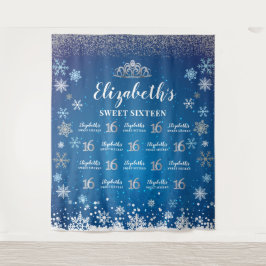 Tapiz Princess Winter Sweet 16 photobooth Backdrop