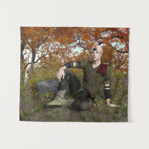 Tapiz Príncipe del bosque de fantasía de otoño Retrato