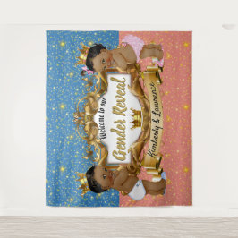 Tapiz Príncipe/Princesa Africano Rosa/Azul/Dorado Brillo