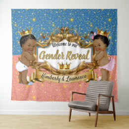 Tapiz Príncipe/Princesa africano rosa/azul/oro brillo 