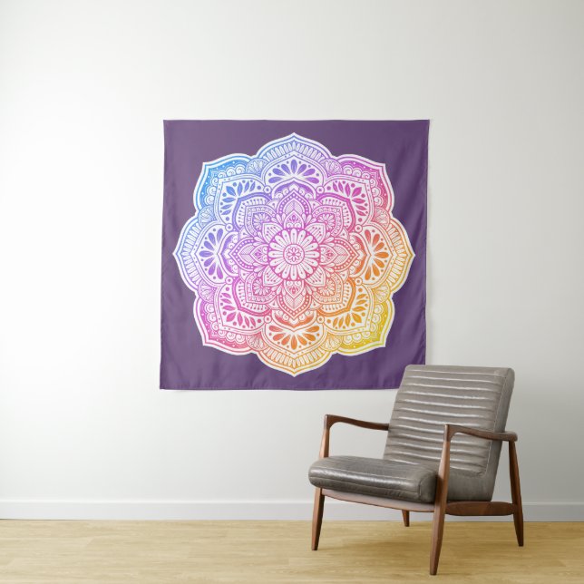Tapiz Prism Flower Mandala Tapestry (In situ)