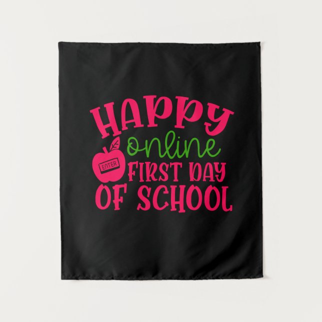 Tapiz Profesora de Regalos | Feliz Primer Día Escolar En (Anverso)