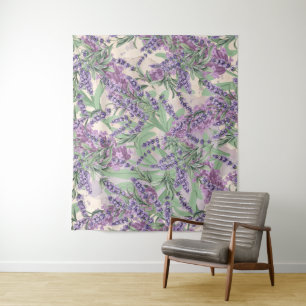 Tapiz Profusión de lavanda Polvo de lavanda Floral rústi