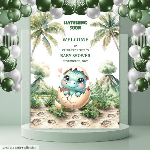 Tapiz Pronto el toque de fondo de Cute Dino Baby Shower