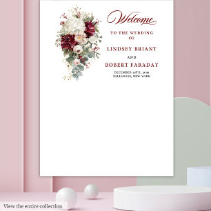 Tapiz Prop. Boda floral elegante Boho Borgoña