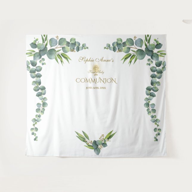 Tapiz Prop de Comunión Santa de Eucalipto Acuarela Lujur (Anverso (horizontal))