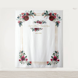 Tapiz Prop de Foto de Boda Floral de Borgoña de Invierno