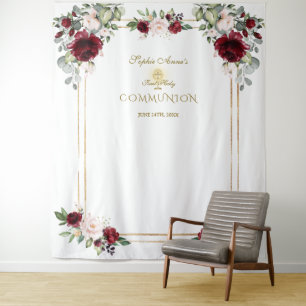 Tapiz Prop de Primera Comunión Floral Rosa Borgoña