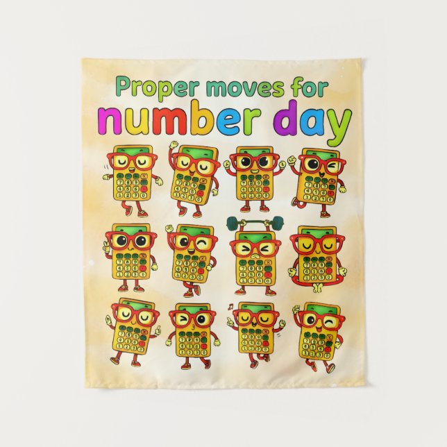 Tapiz Proper Moves for Number Day Cute Maths Poster (Anverso)