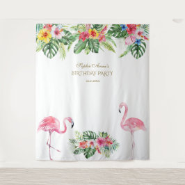 Tapiz Propio de Fotomatón de Cumpleaños con Flores Tropi