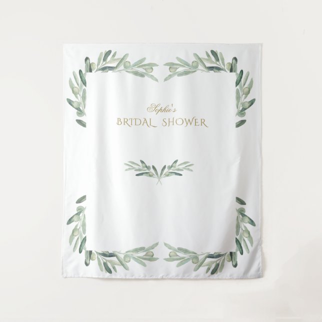 Tapiz Props de Fotomatón de Boda con Acuarela de Olivo (Anverso)