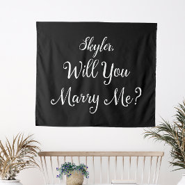 Tapiz Propuesta Nombre Rótulo Blanco Negro ¿Te Casarás C