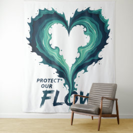 Tapiz “Protect Our Flow – Ocean Heart Eco Tapestry