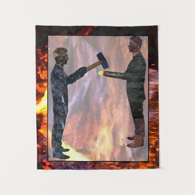 Tapiz Proverbios 27:17 Arte (Anverso)