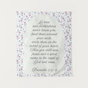 Tapiz Proverbios 3:3–4 Escritura Floral