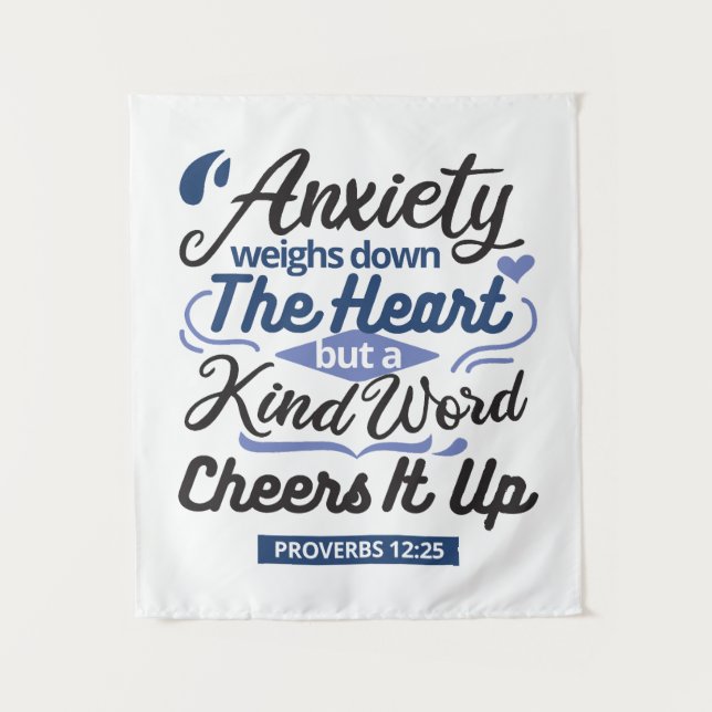 Tapiz Proverbs 12:25 Bible Verse – Kind Word Art (Anverso)