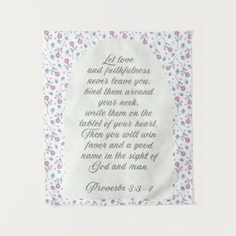 Tapiz Proverbs 3:3–4 Floral Scripture 