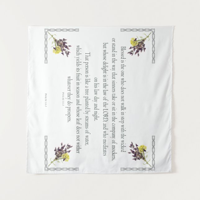 Tapiz PSALM 1:1-3 Diseño botánico, (Anverso (horizontal))