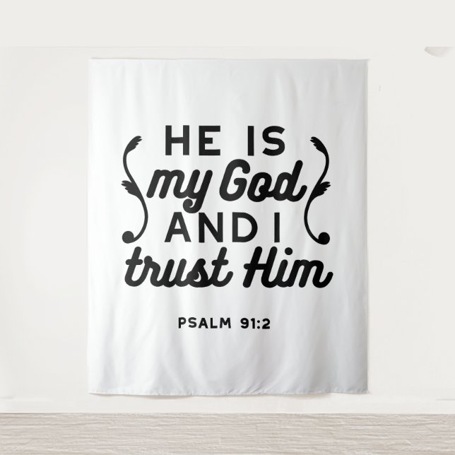 Tapiz Psalm 91:2 – Trust in God Christian Bible Verse (Anverso)