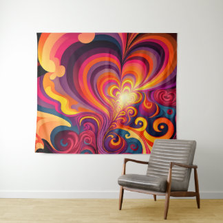 Tapiz Psicodelia Surreal Swirl Heart Pattern