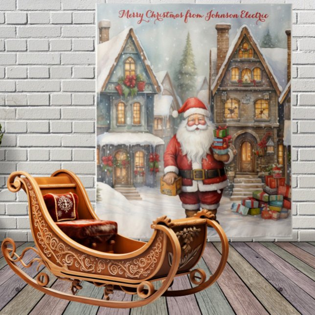 Tapiz Pueblo de Navidad con Santa (Subido por el creador)