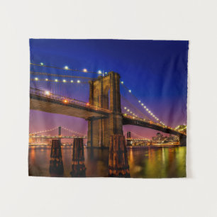 Tapiz Puente de Brooklyn, Nueva York de noche