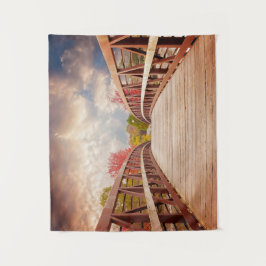 Tapiz Puente rústico de madera en el campo