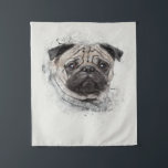 Tapiz Pug Portrait Blanket<br><div class="desc">Wall Art Decor: Good idea for home interior walls decor such as living room,  bedroom,  kitchen,  bathroom,  guest room,  office and others,  also be good gift ideas for your friends. Wall art paintings use high quality waterproof sunfast Blanket material</div>