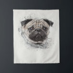 Tapiz Pug Portrait Blanket<br><div class="desc">Wall Art Decor: Good idea for home interior walls decor such as living room, bedroom, kitchen, bathroom, guest room, office and others, also be good gift ideas for your friends. Wall art paintings use high quality waterproof sunfast Blanket material</div>