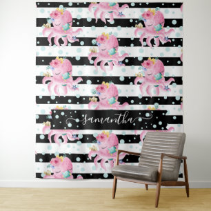 Tapiz Púlpito Floral Rosa Burbujas de Agua Rayas Negras
