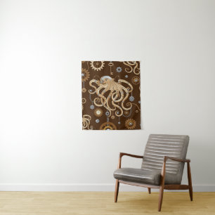 Tapiz Pulpo Steampunk Retro Fantasía Mecánica